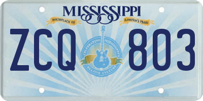 MS license plate ZCQ803