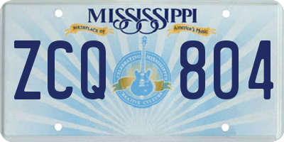 MS license plate ZCQ804