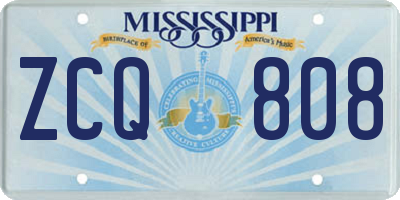 MS license plate ZCQ808