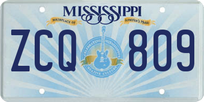 MS license plate ZCQ809