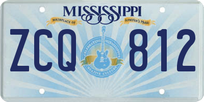 MS license plate ZCQ812