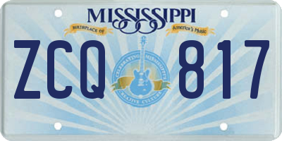 MS license plate ZCQ817