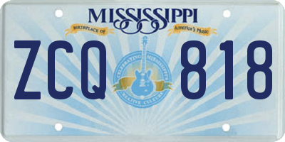 MS license plate ZCQ818