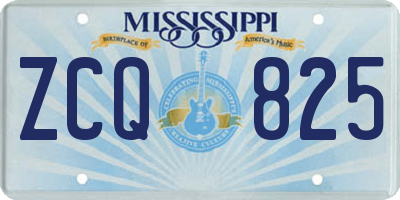 MS license plate ZCQ825
