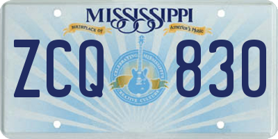 MS license plate ZCQ830