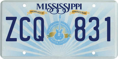 MS license plate ZCQ831