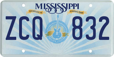 MS license plate ZCQ832