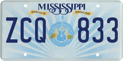 MS license plate ZCQ833