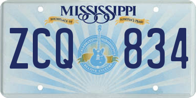 MS license plate ZCQ834