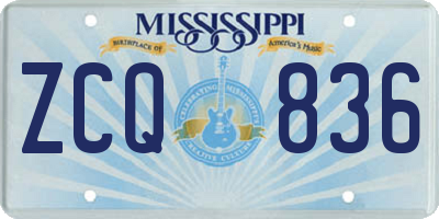 MS license plate ZCQ836