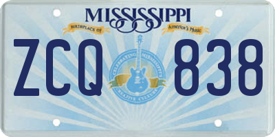 MS license plate ZCQ838