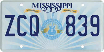 MS license plate ZCQ839