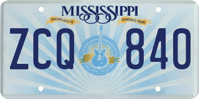 MS license plate ZCQ840