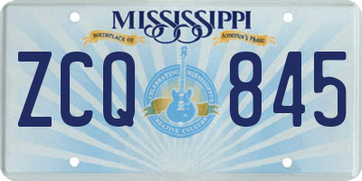 MS license plate ZCQ845