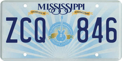 MS license plate ZCQ846