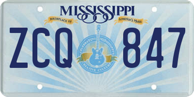 MS license plate ZCQ847