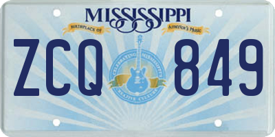 MS license plate ZCQ849