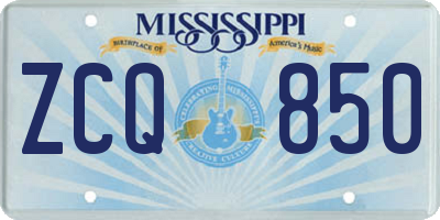 MS license plate ZCQ850