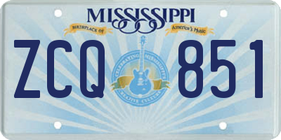 MS license plate ZCQ851