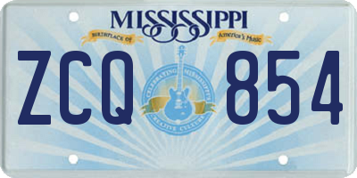 MS license plate ZCQ854