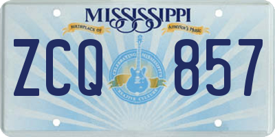 MS license plate ZCQ857