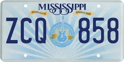 MS license plate ZCQ858