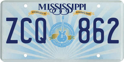 MS license plate ZCQ862