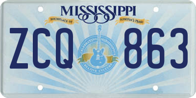 MS license plate ZCQ863
