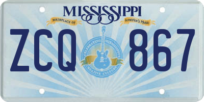 MS license plate ZCQ867