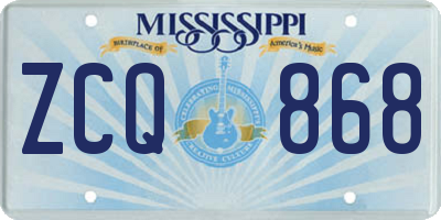 MS license plate ZCQ868