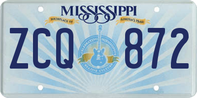 MS license plate ZCQ872