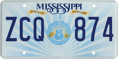 MS license plate ZCQ874
