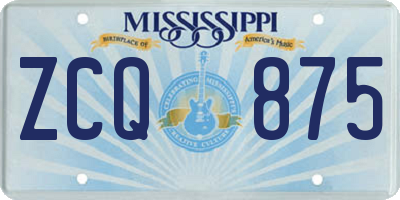 MS license plate ZCQ875