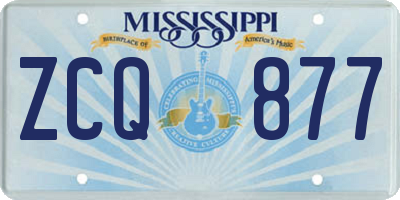 MS license plate ZCQ877