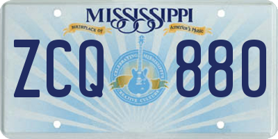 MS license plate ZCQ880