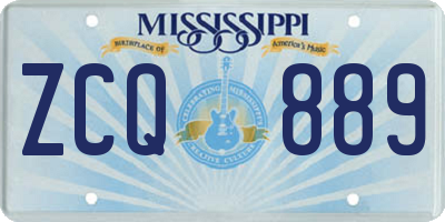 MS license plate ZCQ889