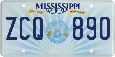 MS license plate ZCQ890