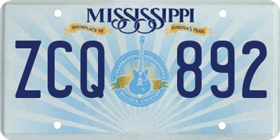 MS license plate ZCQ892