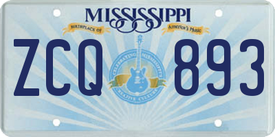 MS license plate ZCQ893