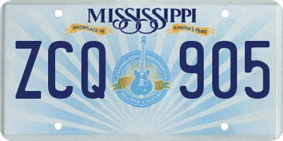MS license plate ZCQ905