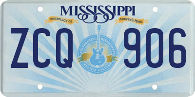 MS license plate ZCQ906