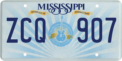 MS license plate ZCQ907