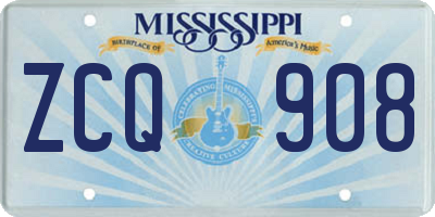 MS license plate ZCQ908