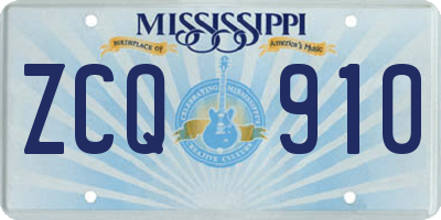 MS license plate ZCQ910