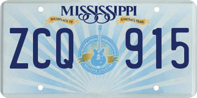 MS license plate ZCQ915