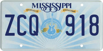 MS license plate ZCQ918