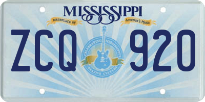 MS license plate ZCQ920