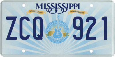 MS license plate ZCQ921