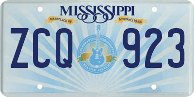 MS license plate ZCQ923