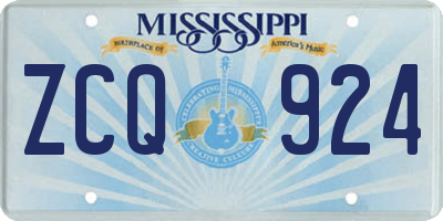 MS license plate ZCQ924